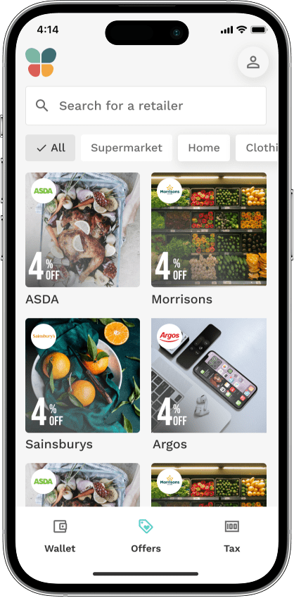 Council Perks mobile app showing retailer offers