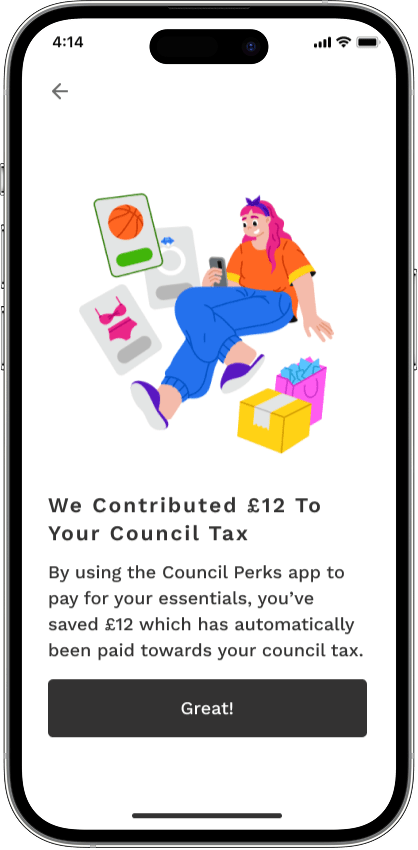 Council Perks app tutorial showing council tax savings