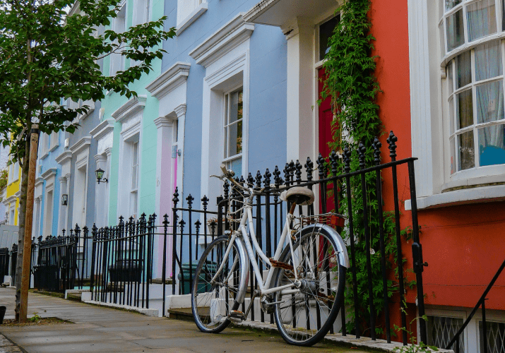 Colourful homes on a residential street